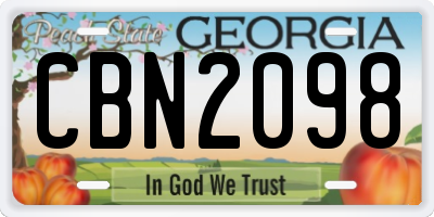 GA license plate CBN2098