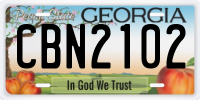 GA license plate CBN2102