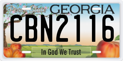 GA license plate CBN2116