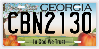 GA license plate CBN2130