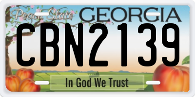 GA license plate CBN2139