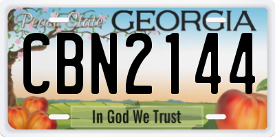 GA license plate CBN2144