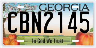 GA license plate CBN2145