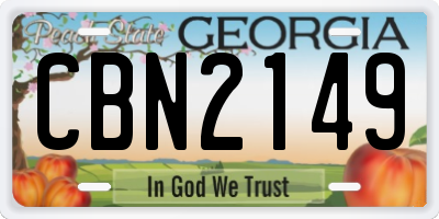 GA license plate CBN2149
