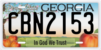 GA license plate CBN2153