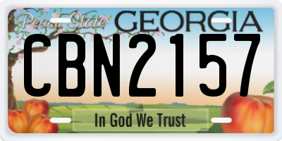 GA license plate CBN2157