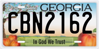 GA license plate CBN2162