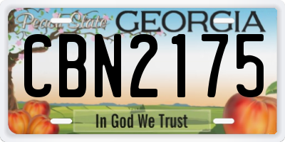 GA license plate CBN2175
