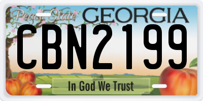 GA license plate CBN2199