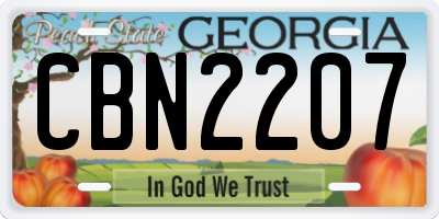 GA license plate CBN2207