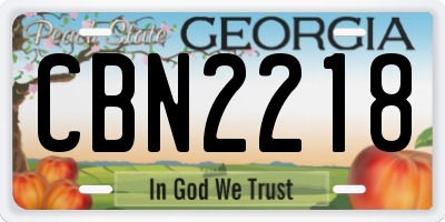 GA license plate CBN2218