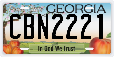 GA license plate CBN2221