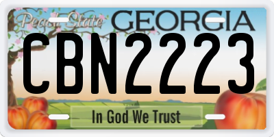 GA license plate CBN2223