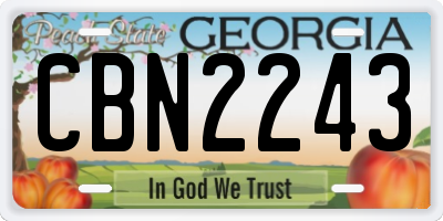 GA license plate CBN2243