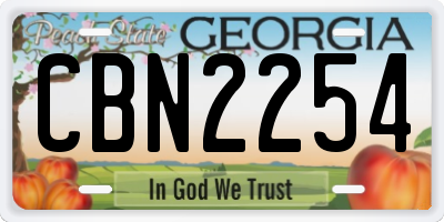 GA license plate CBN2254