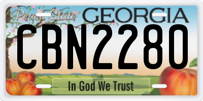 GA license plate CBN2280