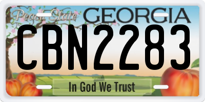 GA license plate CBN2283