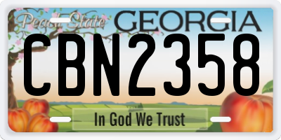 GA license plate CBN2358