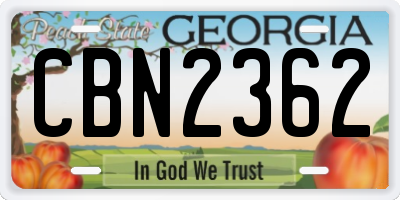 GA license plate CBN2362