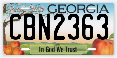 GA license plate CBN2363