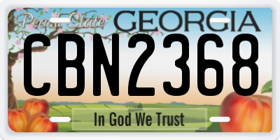 GA license plate CBN2368