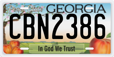 GA license plate CBN2386