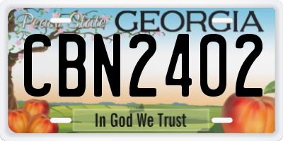 GA license plate CBN2402