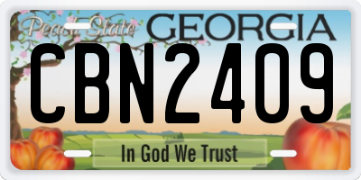 GA license plate CBN2409