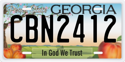 GA license plate CBN2412