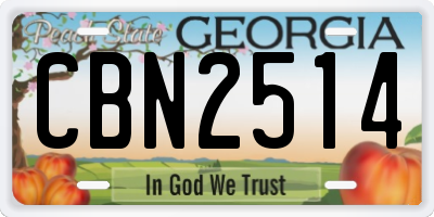 GA license plate CBN2514