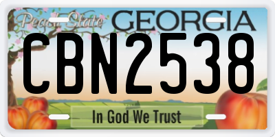 GA license plate CBN2538