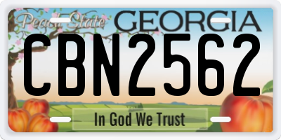 GA license plate CBN2562