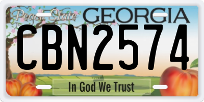 GA license plate CBN2574