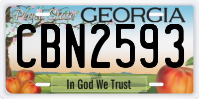 GA license plate CBN2593