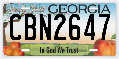 GA license plate CBN2647