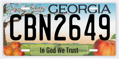 GA license plate CBN2649