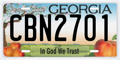 GA license plate CBN2701