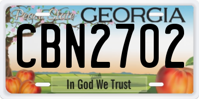 GA license plate CBN2702