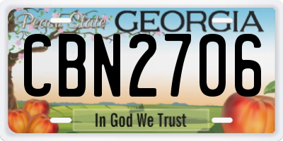 GA license plate CBN2706