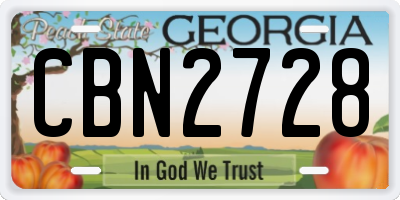 GA license plate CBN2728