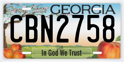 GA license plate CBN2758