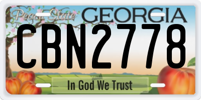 GA license plate CBN2778
