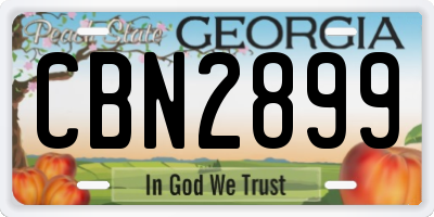 GA license plate CBN2899