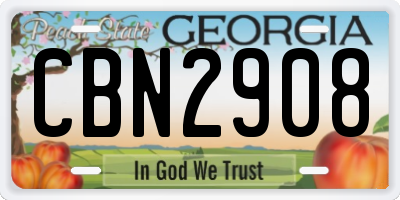 GA license plate CBN2908