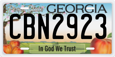 GA license plate CBN2923