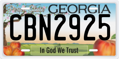 GA license plate CBN2925