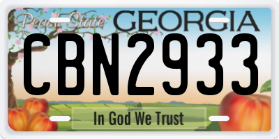 GA license plate CBN2933
