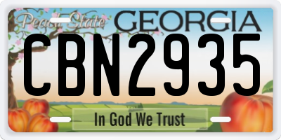 GA license plate CBN2935