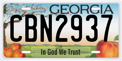 GA license plate CBN2937