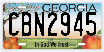 GA license plate CBN2945